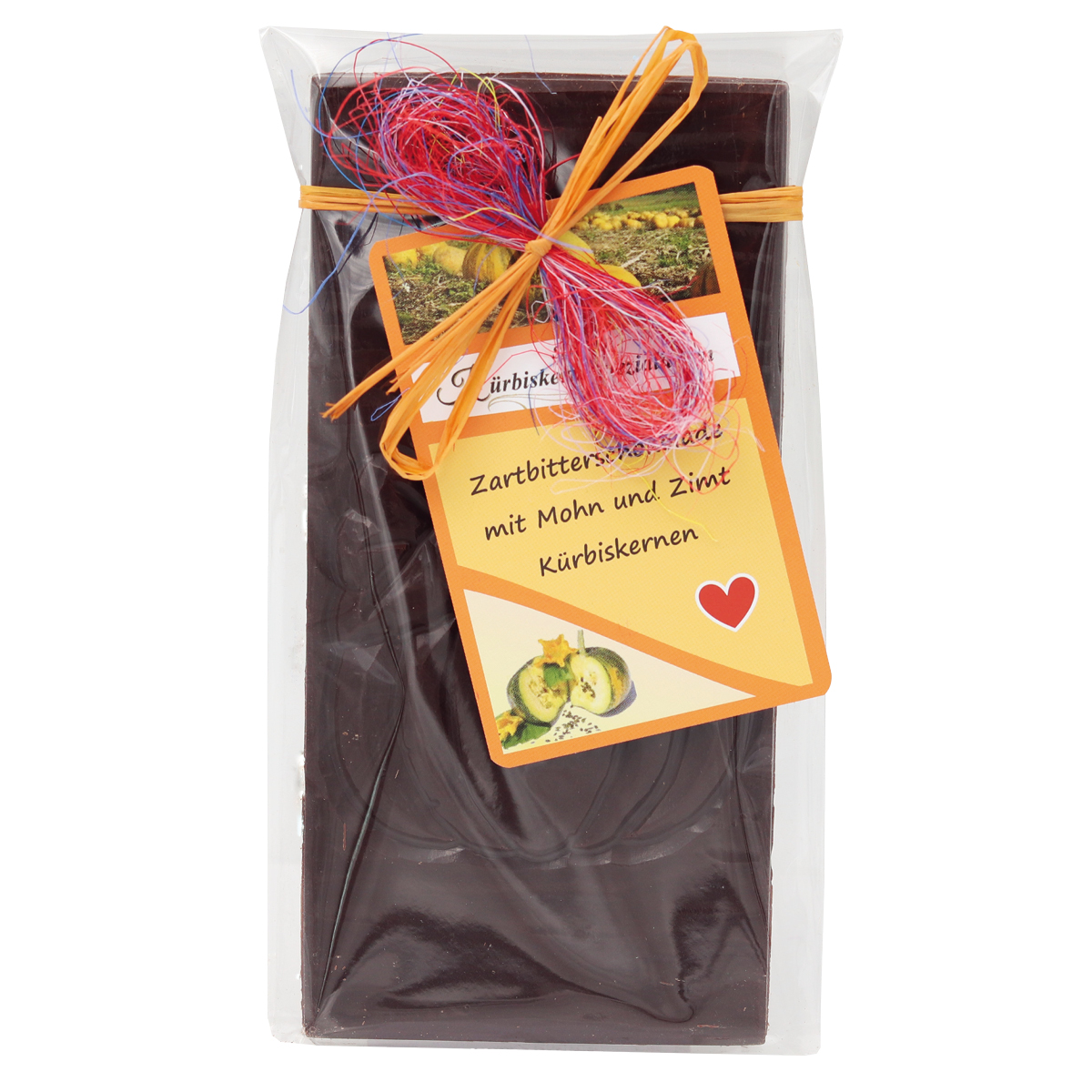 Zartbitter-Schokolade mit Mohn-Zimt-Kürbiskernen