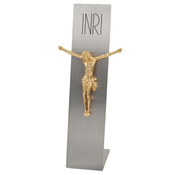Tischkreuz INRI, Bronze-vergoldet